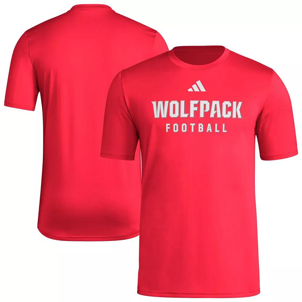 Men's adidas Red NC State Wolfpack Locker Practice Football Pre-Game T-Shirt,  Product Image