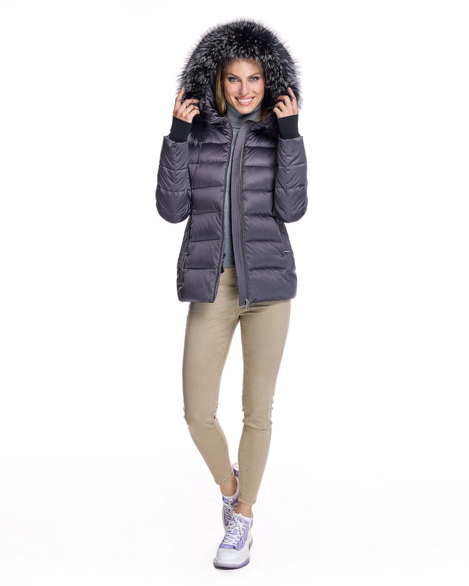 Polyester Jacket with Detachable Fox Trimmed Hood Product Image