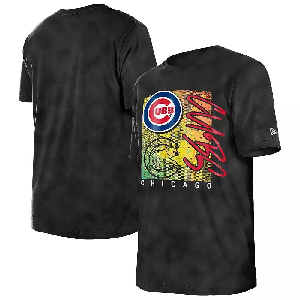 Women's New Era  Black Chicago Cubs Sport Classics Enzyme Wash  Oversized T-Shirt, Size: Small Product Image