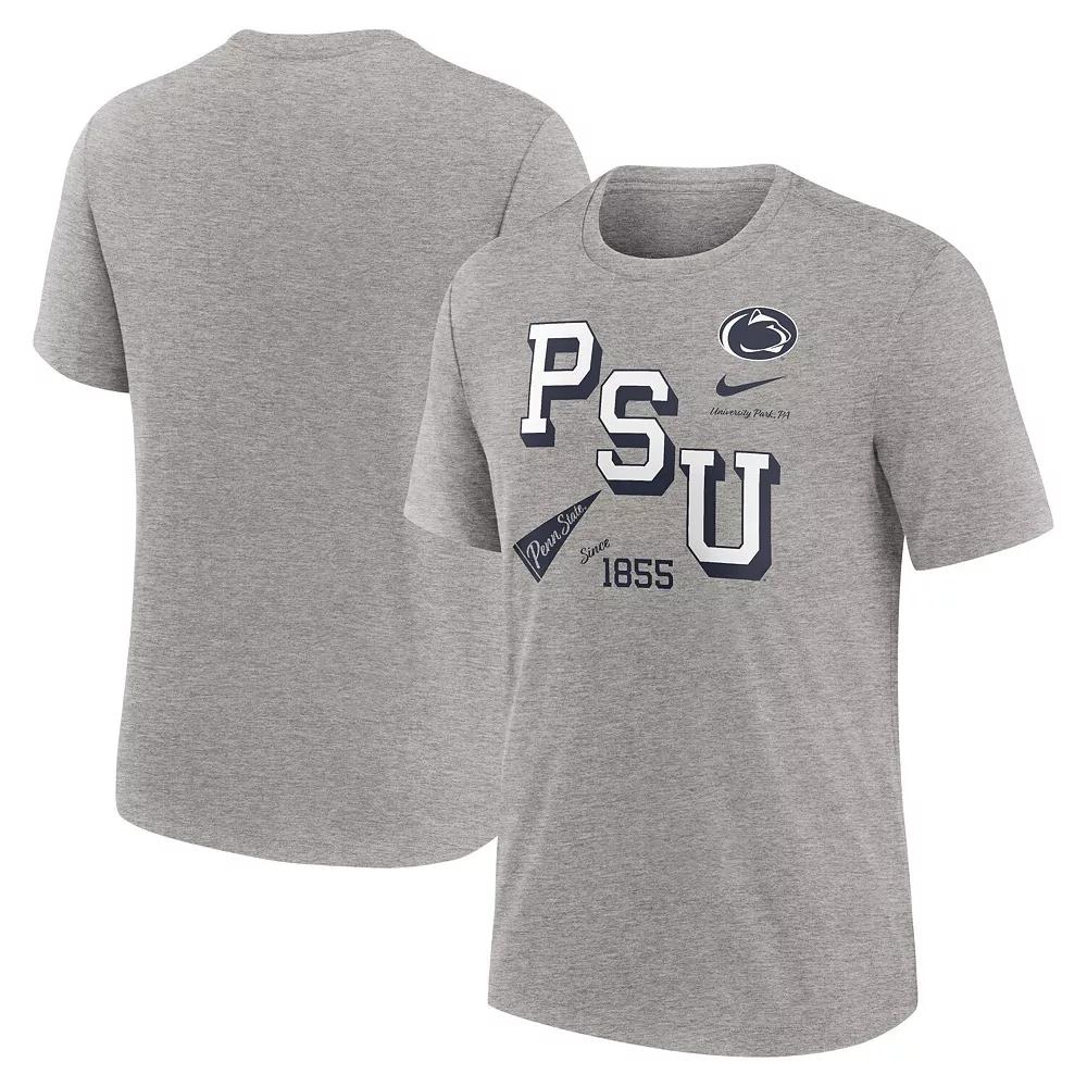 Men's Nike Heather Gray Penn State Nittany Lions Blitz Roll Call Tri-Blend T-Shirt,  Product Image