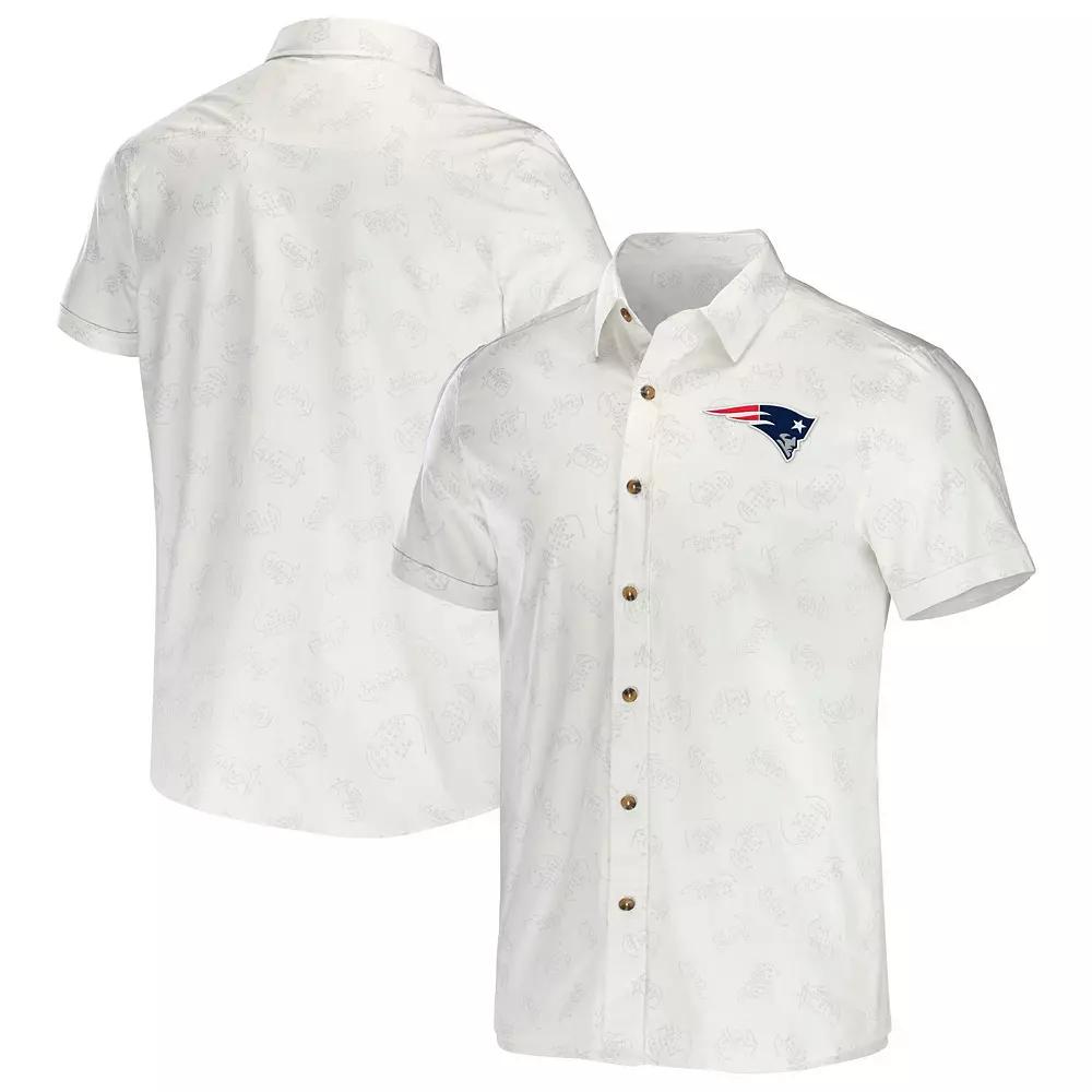 Men's NFL x Darius Rucker Collection by Fanatics White New England Patriots Woven Button-Up T-Shirt,  Product Image