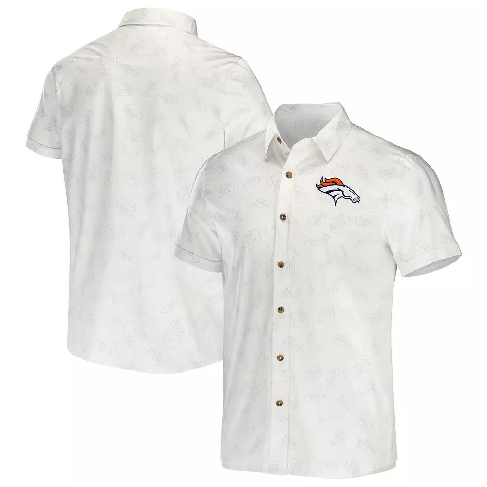 Men's NFL x Darius Rucker Collection by Fanatics White Denver Broncos Woven Button-Up T-Shirt,  Product Image