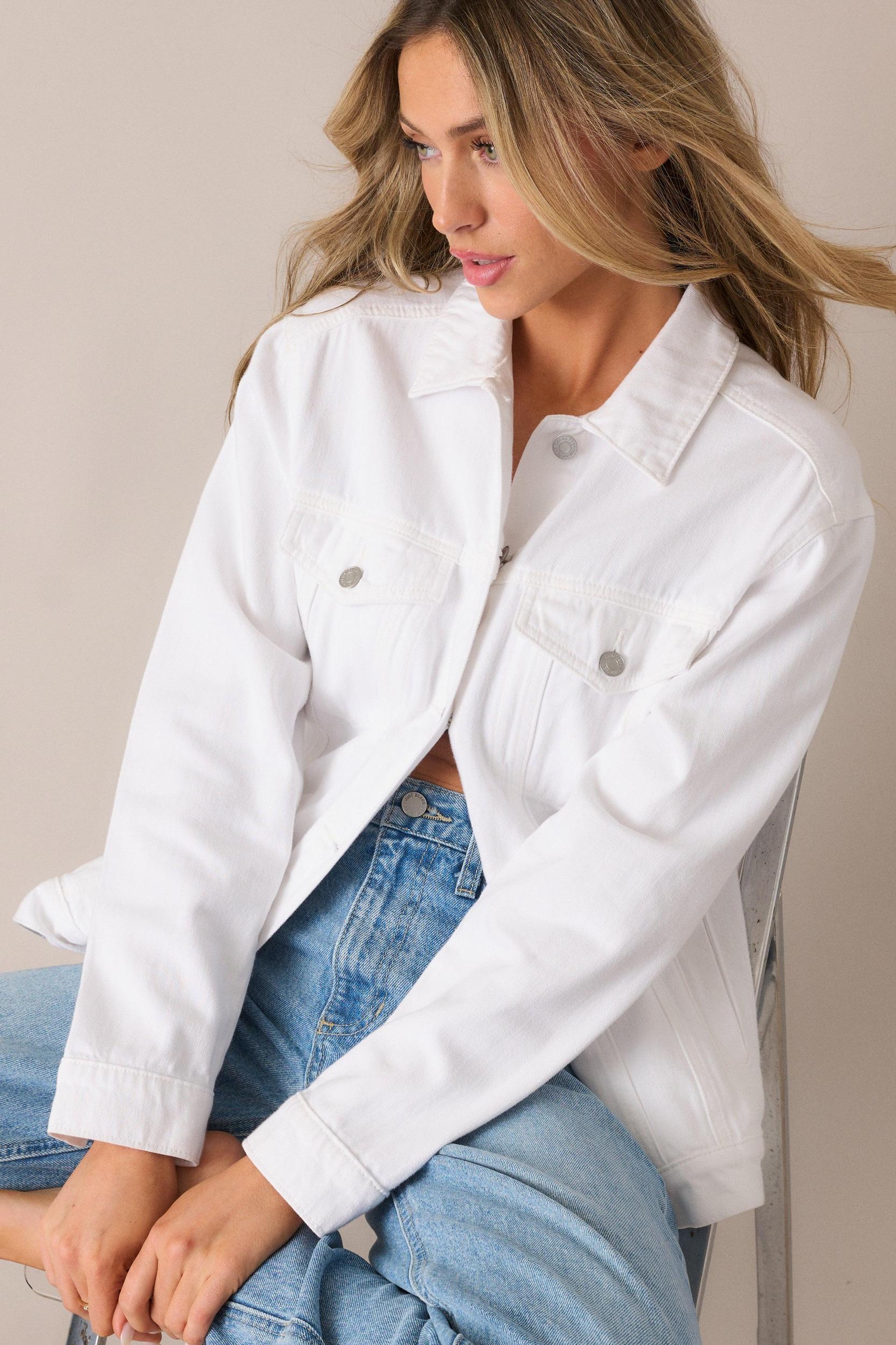 Do You Ever White Denim Jacket Product Image