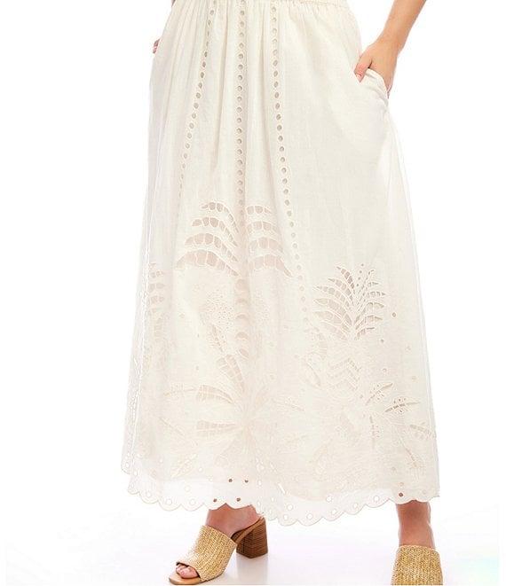 Karen Kane Embroidered Cut-Out A-Line Midi Skirt Product Image