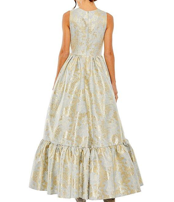 Mac Duggal Sleeveless Crew Neck High-Low Floral Print Gown Product Image