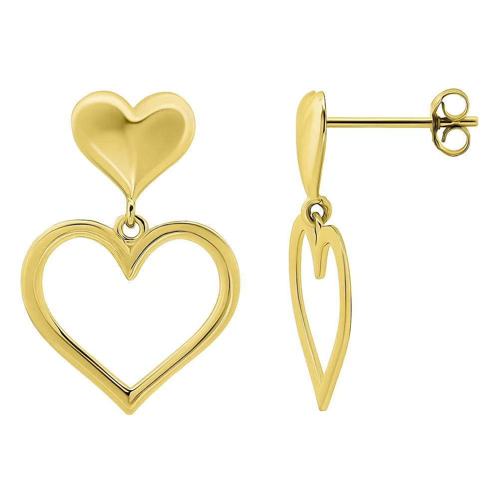 Aleure Precioso Open Heart Drop Posted Earrings, Women's, Gold Tone Product Image