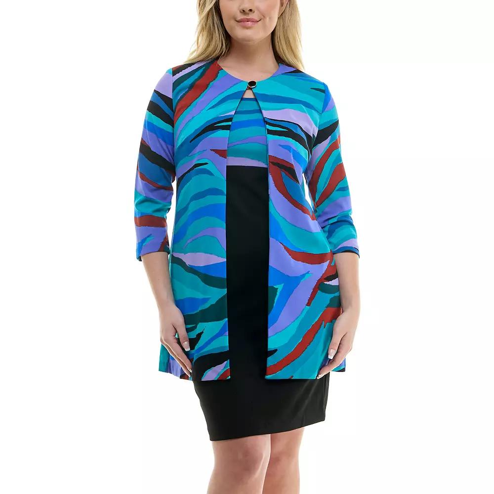Women's Danny & Nicole Tunic Jacket And Dress, Size: 12, Blackteal Product Image