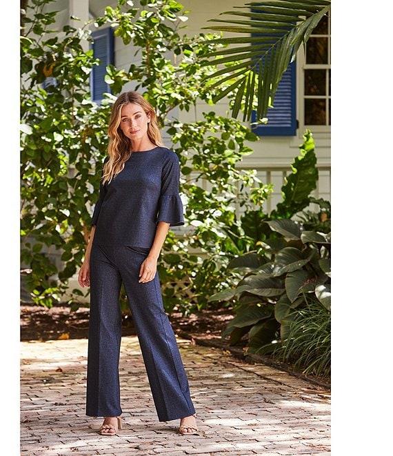 Jude Connally Elliott Stretch Knit Denim Coordinating Wide Leg Pull-On Pants Product Image