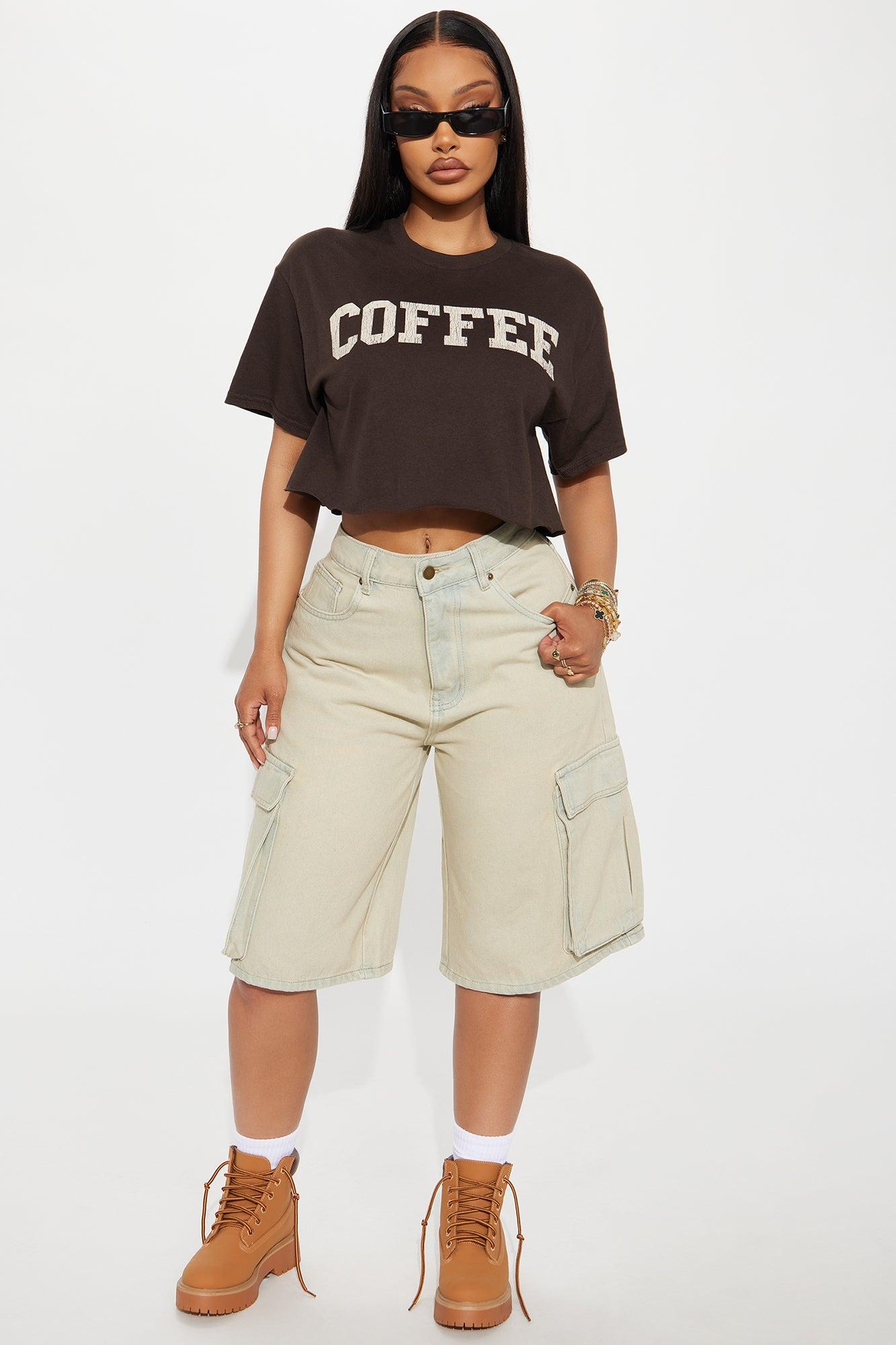 Coffee Cropped Tee - Brown Female Product Image
