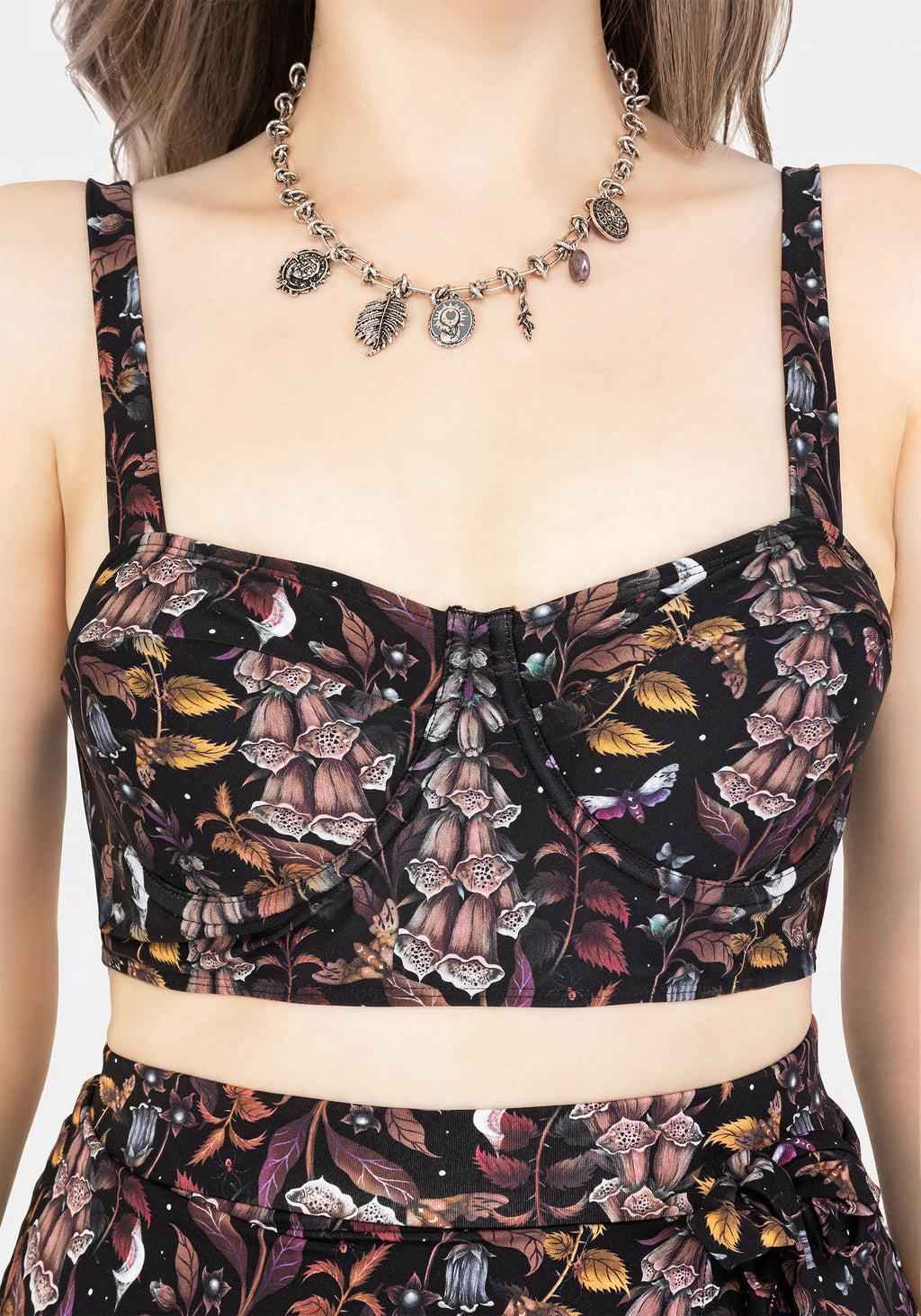 Foxglove Floral Print Bikini Top Product Image