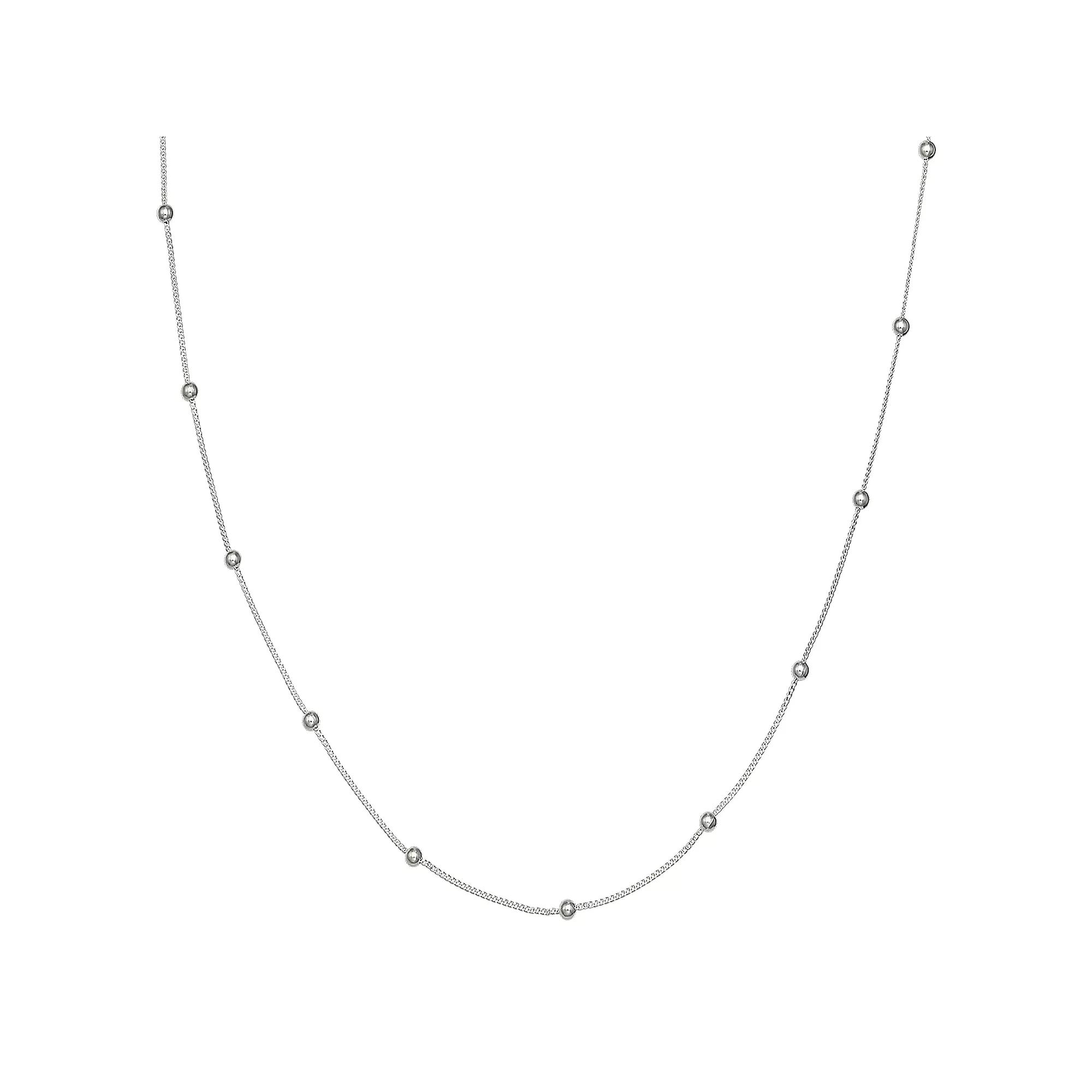 PRIMROSE Sterling Silver Curb Link Beaded Chain Necklace, Women's, Size: 18", Silver Tone Product Image