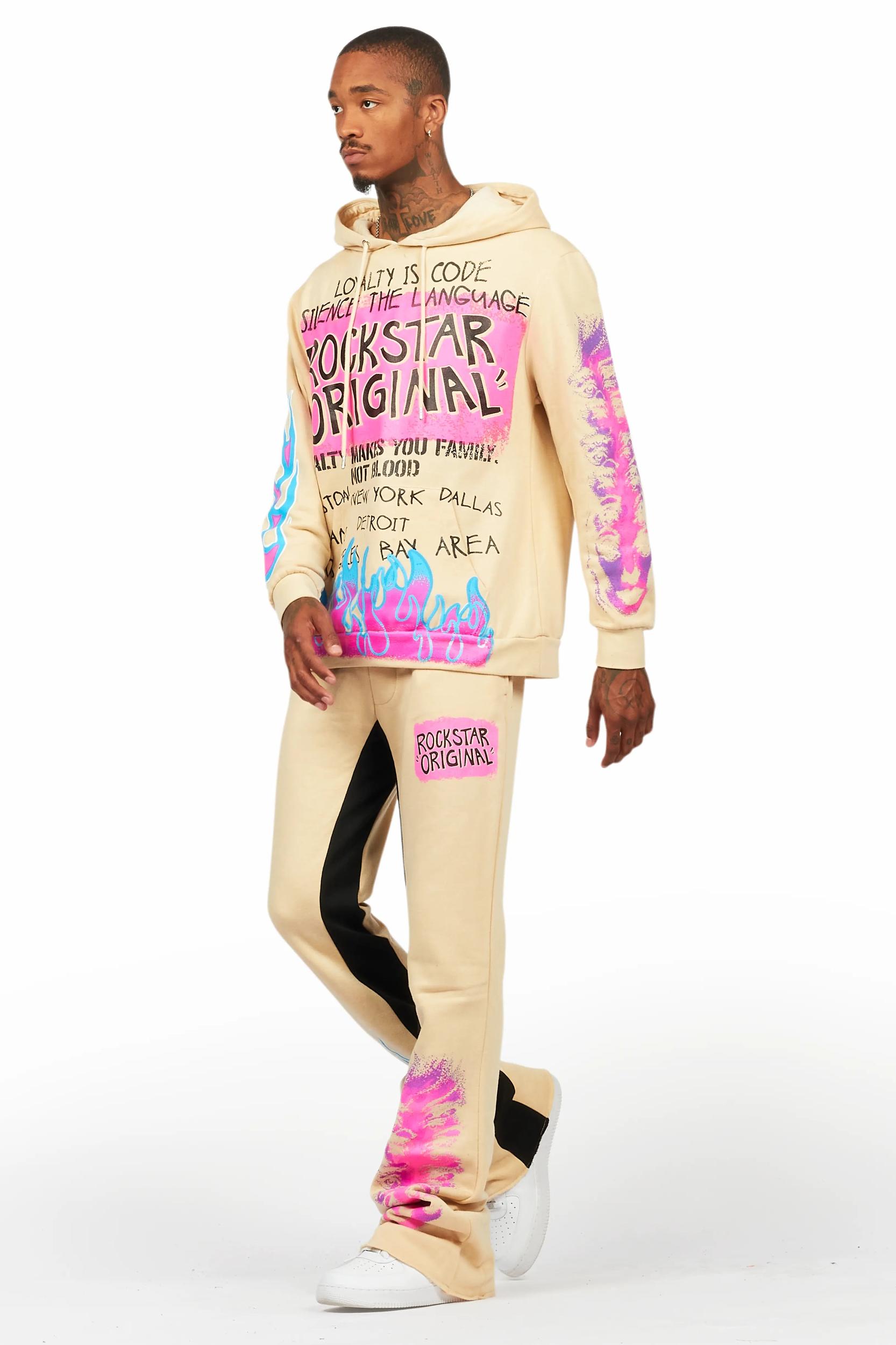 Beno Beige Hoodie/Baggy Track Pant Set Male Product Image