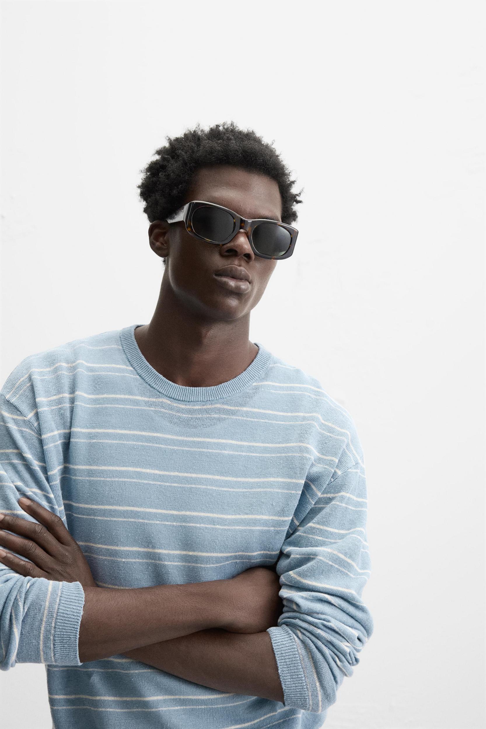 100% LINEN STRIPED SWEATER Product Image