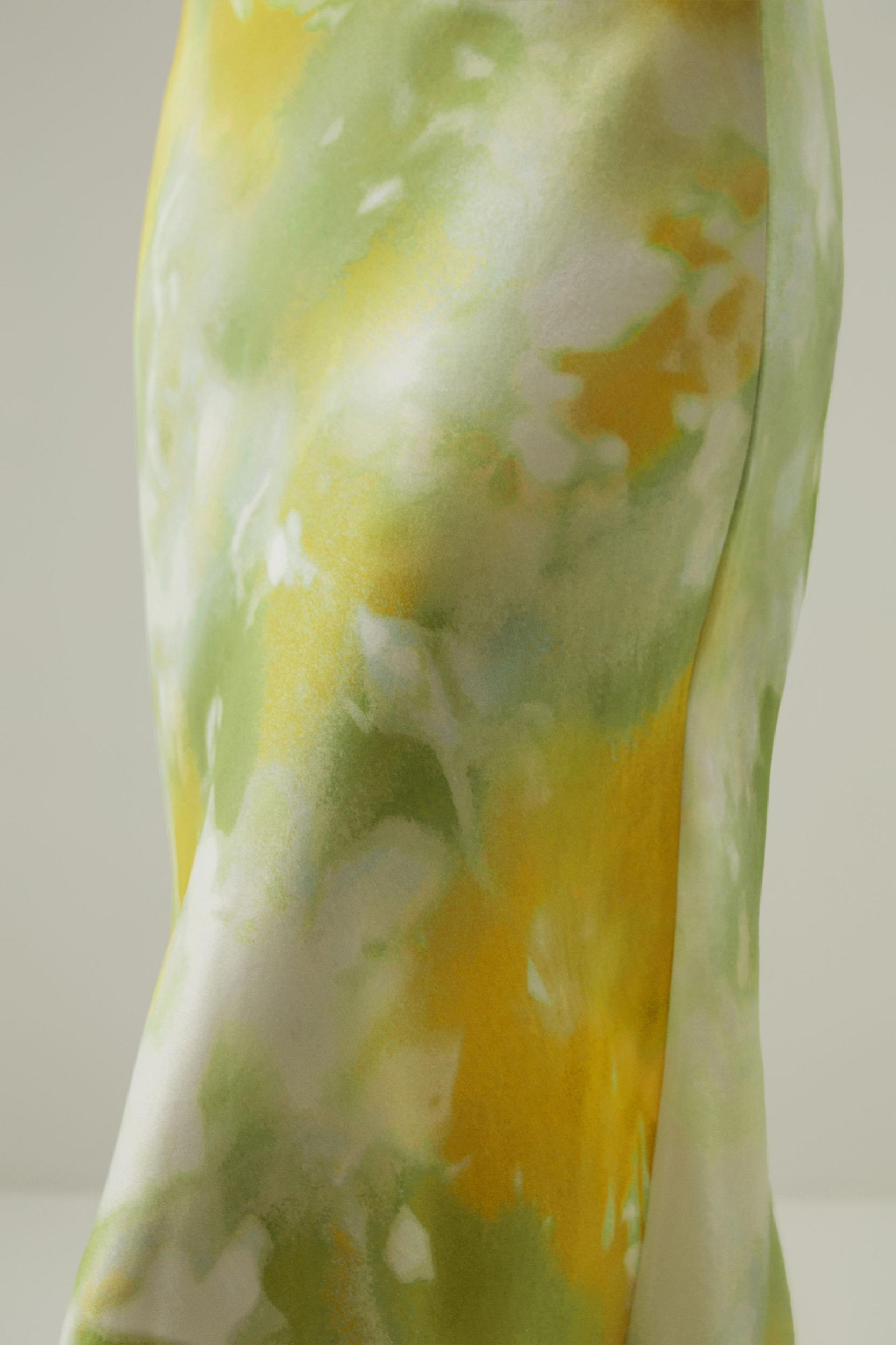 Print Bias Cut Silk Skirt Product Image