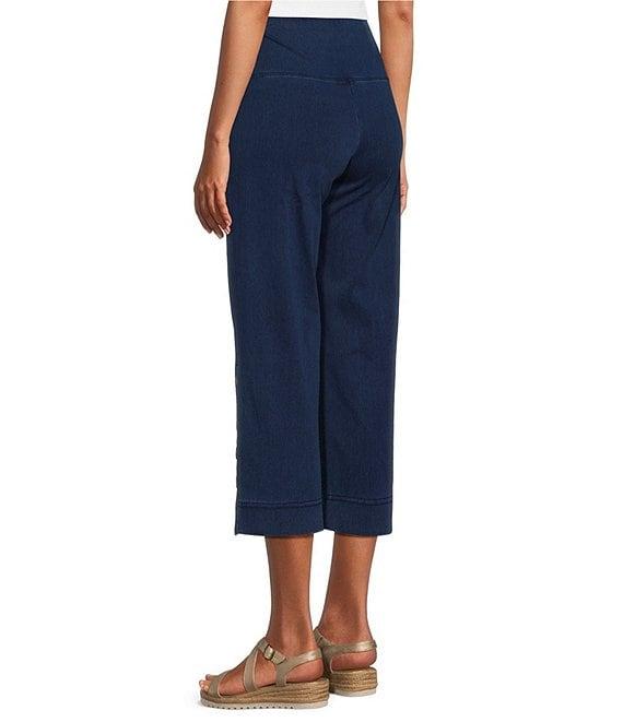 Intro Aimee Knit Denim Tummy Control Button Side Trim Pull-On Capri Pants Product Image