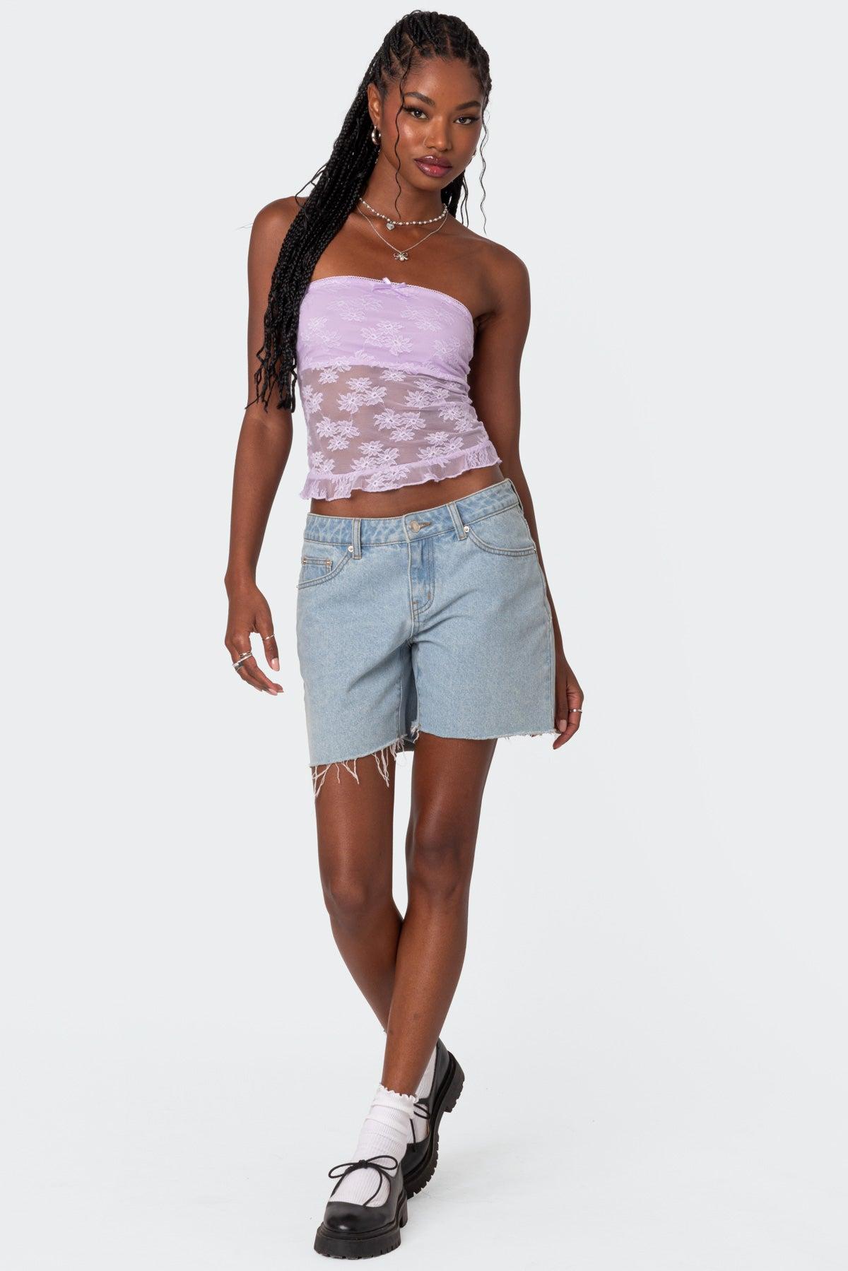 Ballet Sheer Lace Tube Top Product Image