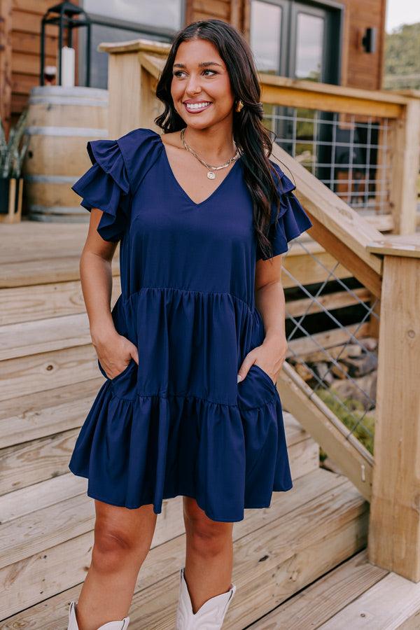 Sharp Witted Mini Dress in Navy Product Image