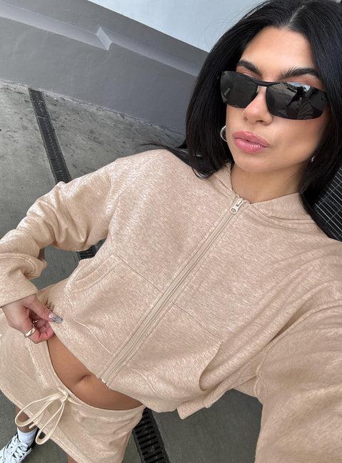 Revive Zip Through Hoodie Oat Marle Product Image