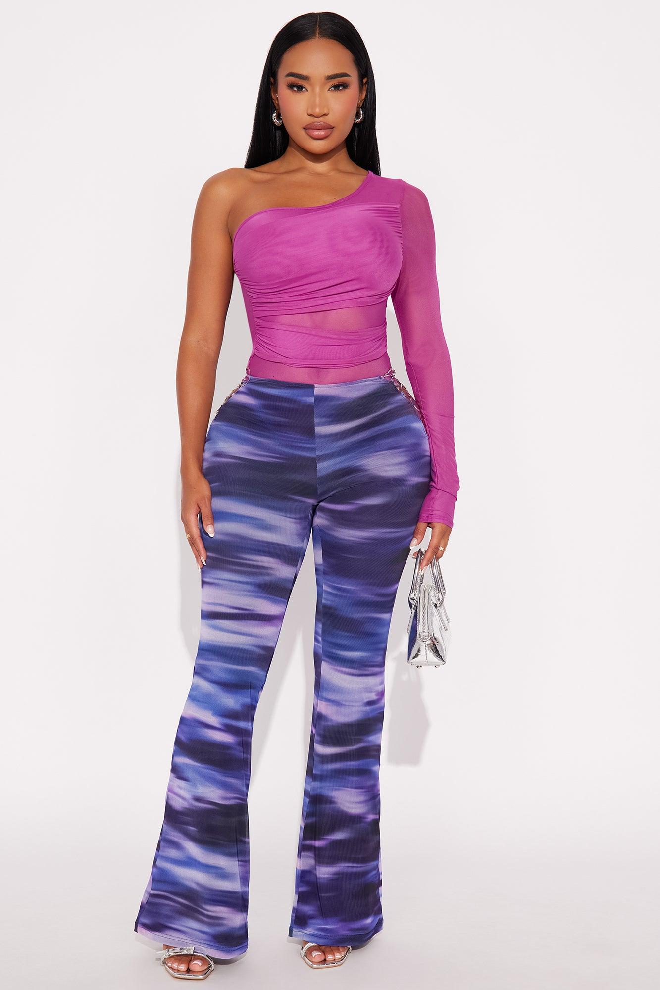 Naiara One Shoulder Mesh Bodysuit - Plum Female Product Image