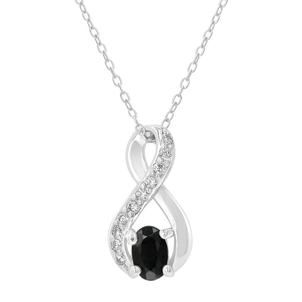 Gemistry Sterling Silver Stone & Cubic Zirconia Infinity Pendant Necklace, Women's, Size: 18-20" ADJ, Black Product Image