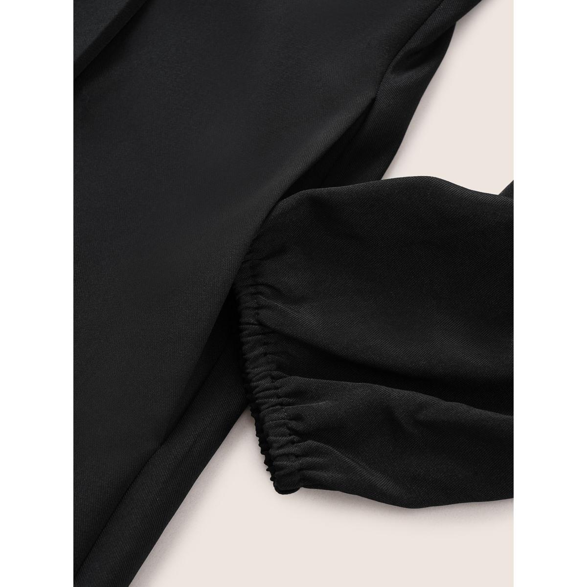 Plus Size Anti-Wrinkle Asymmetrical Neck Keyhole Pleated Hem Dress Black Women At the Office Non Asymmetrical Neck Long Sleeve Curvy Midi Dress BloomChic 10/M Product Image