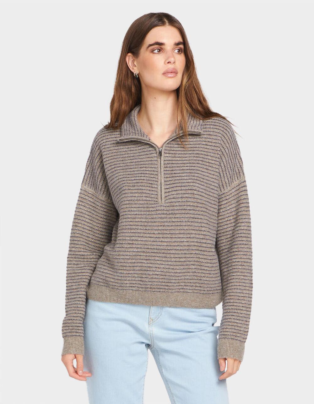 VOLCOM Sun Of Sand Womens Striped Quarter Zip Sweater - GRAY Product Image