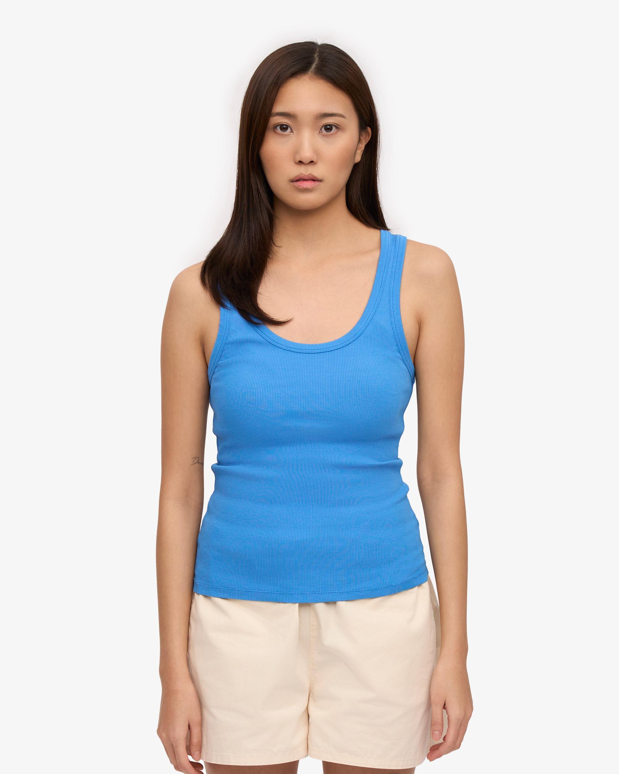 Women Organic Rib Tank Top - Pacific Blue Product Image