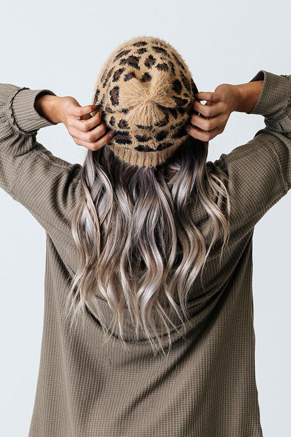 Away To The Alps Leopard Beanie In Brown Product Image