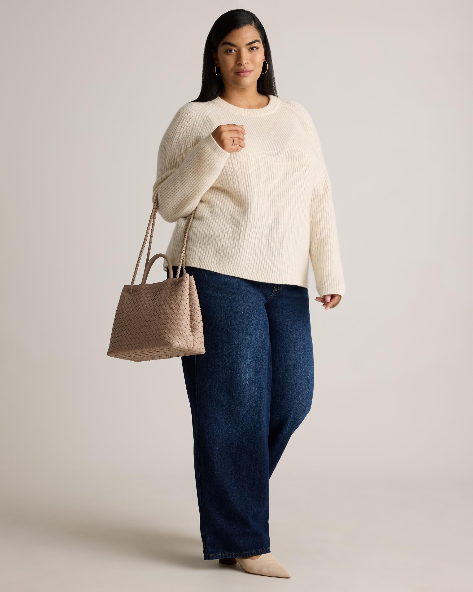 Quince | Women's Mongolian Cashmere Fisherman Crewneck Sweater Product Image