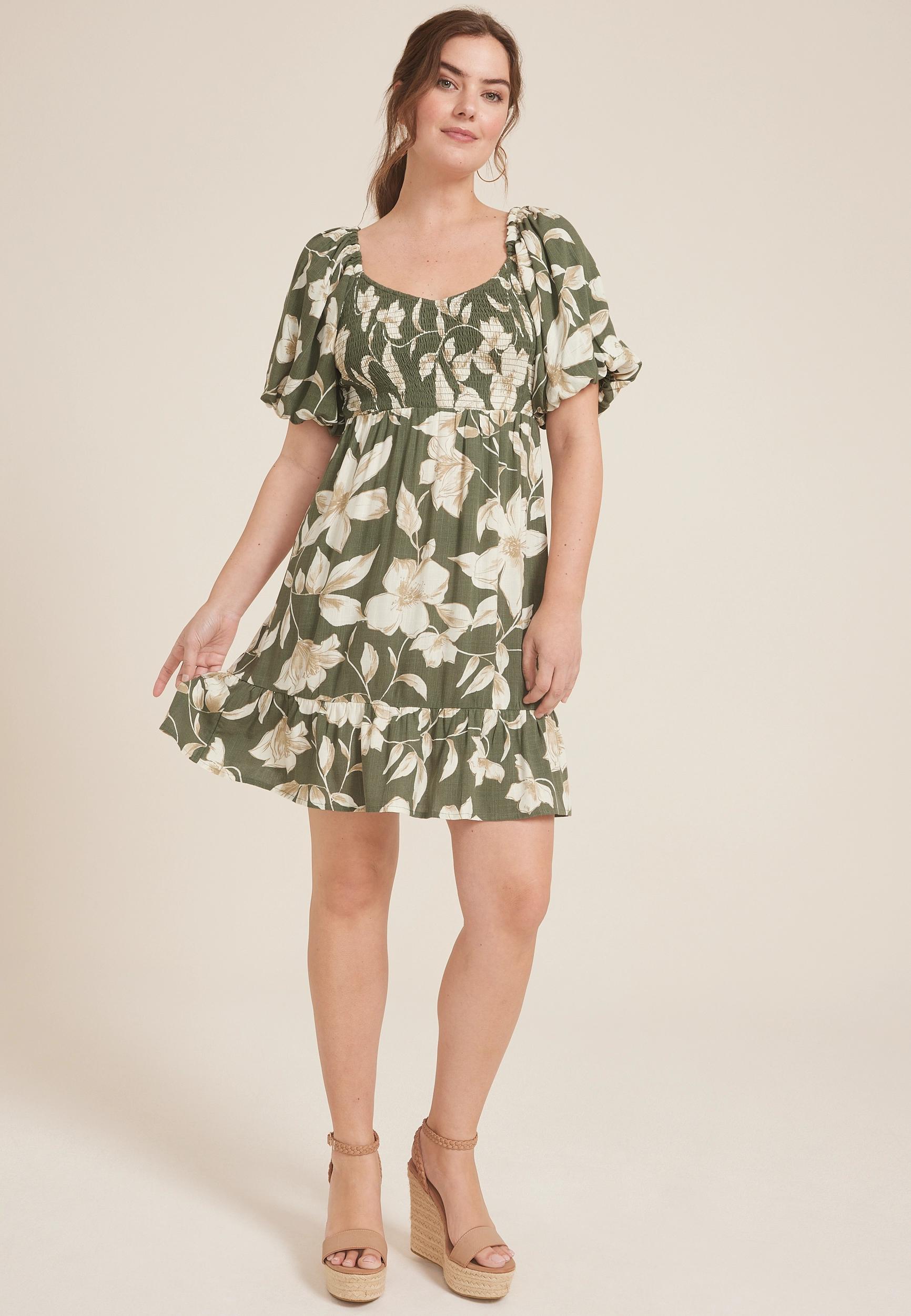 Maurices Womens Smocked Bubble Sleeve Skater Dress Product Image