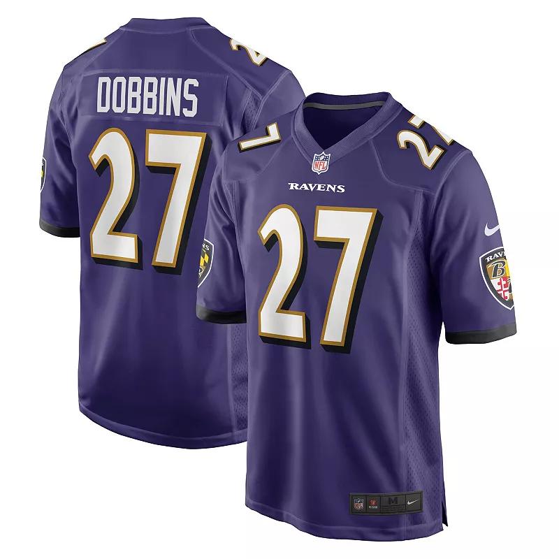 Men's Nike J.K. Dobbins Purple Baltimore Ravens Game Team Jersey, Size: 2XL Product Image