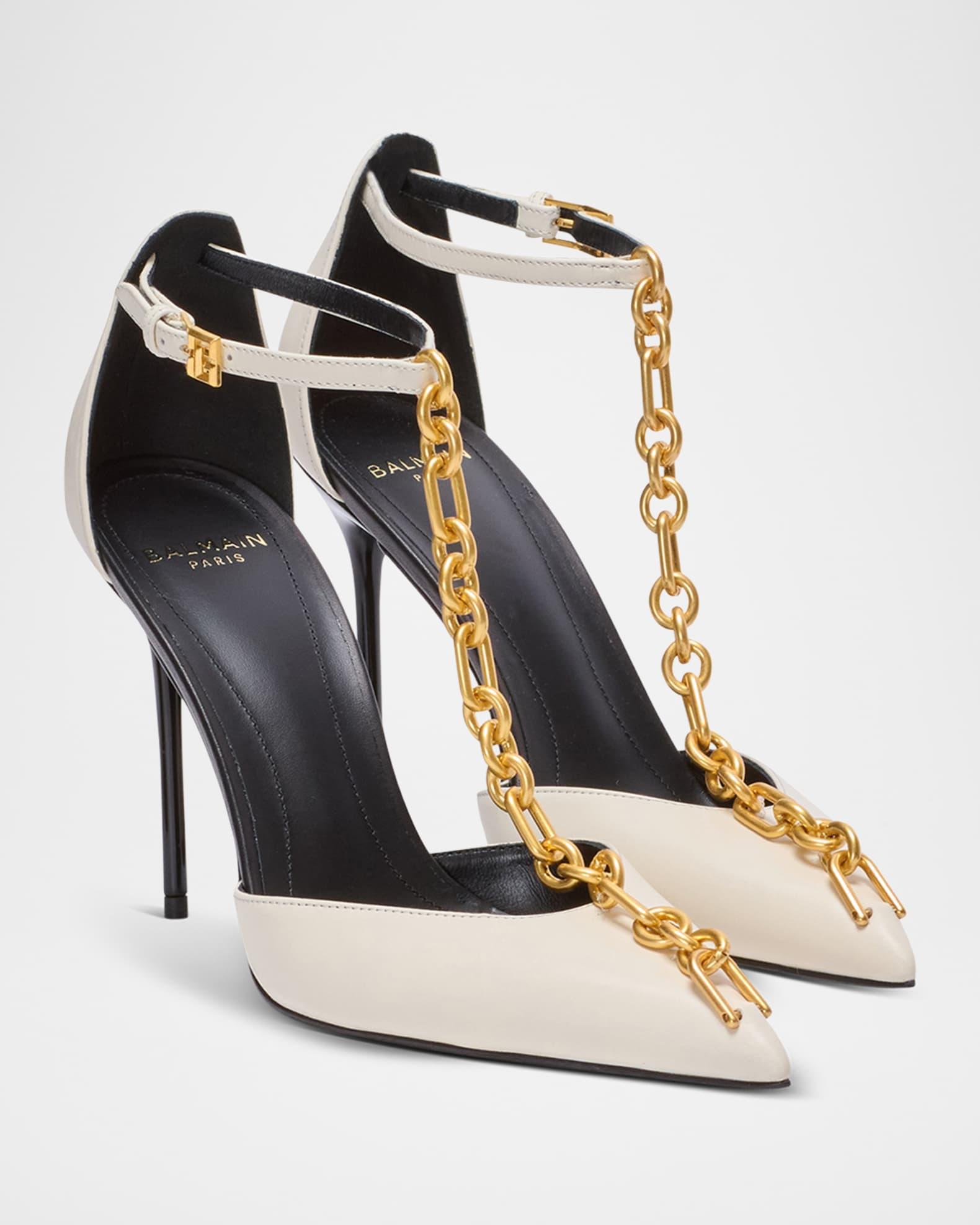 Sync Patent Leather Chain T-Strap Pumps Product Image