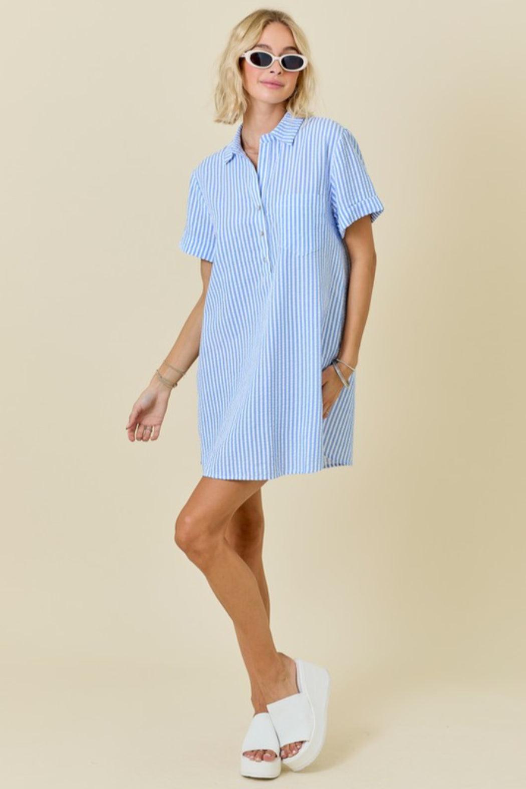 Seersucker Shirt Dress Product Image