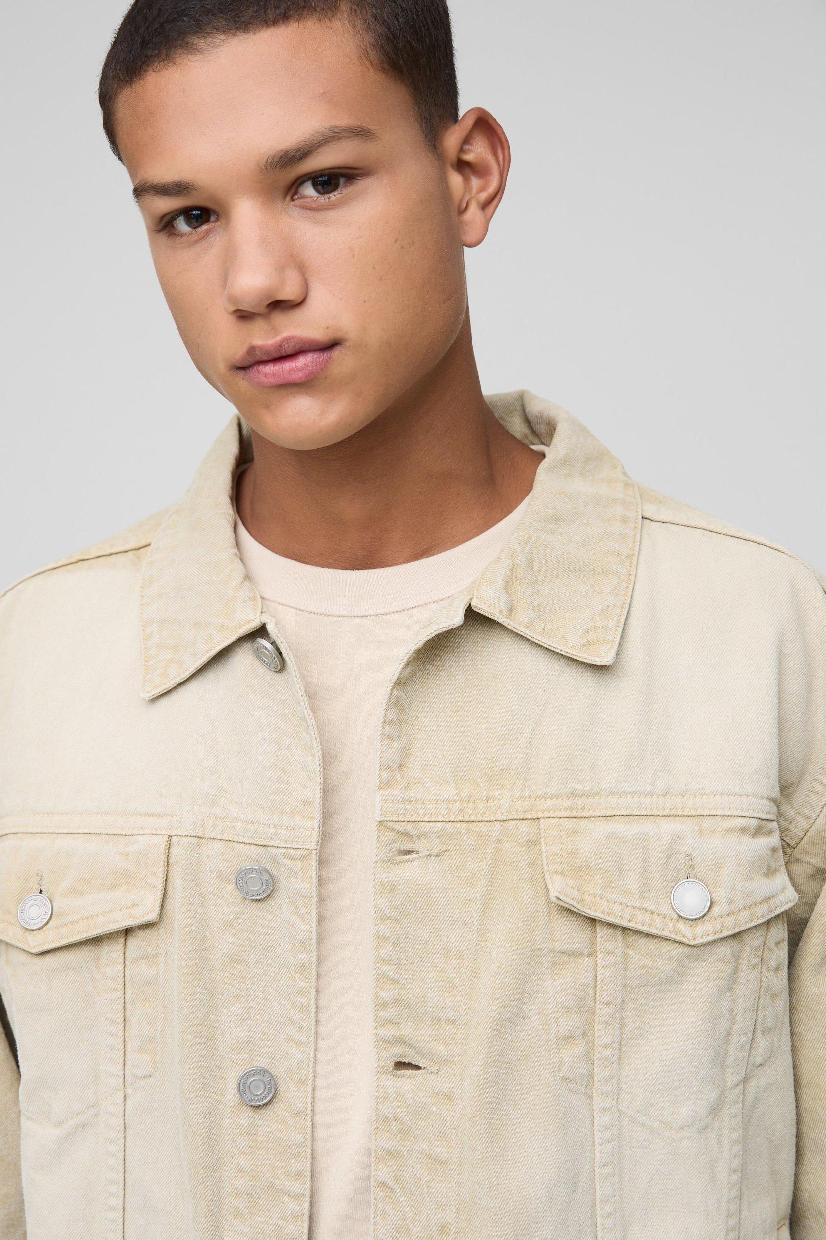 Regular Washed Stone Jean Jacket | boohooMAN USA Product Image