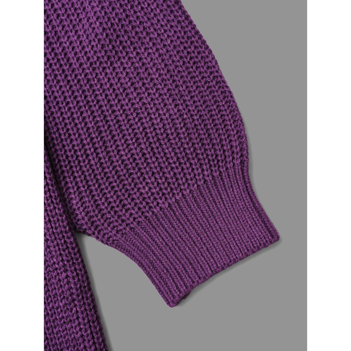 Plus Size Cable Knit Texture Raglan Sleeve Pullover DarkViolet Women Elegant Bodycon Long Sleeve Everyday Sweater Dresses BloomChic 28/5X Product Image