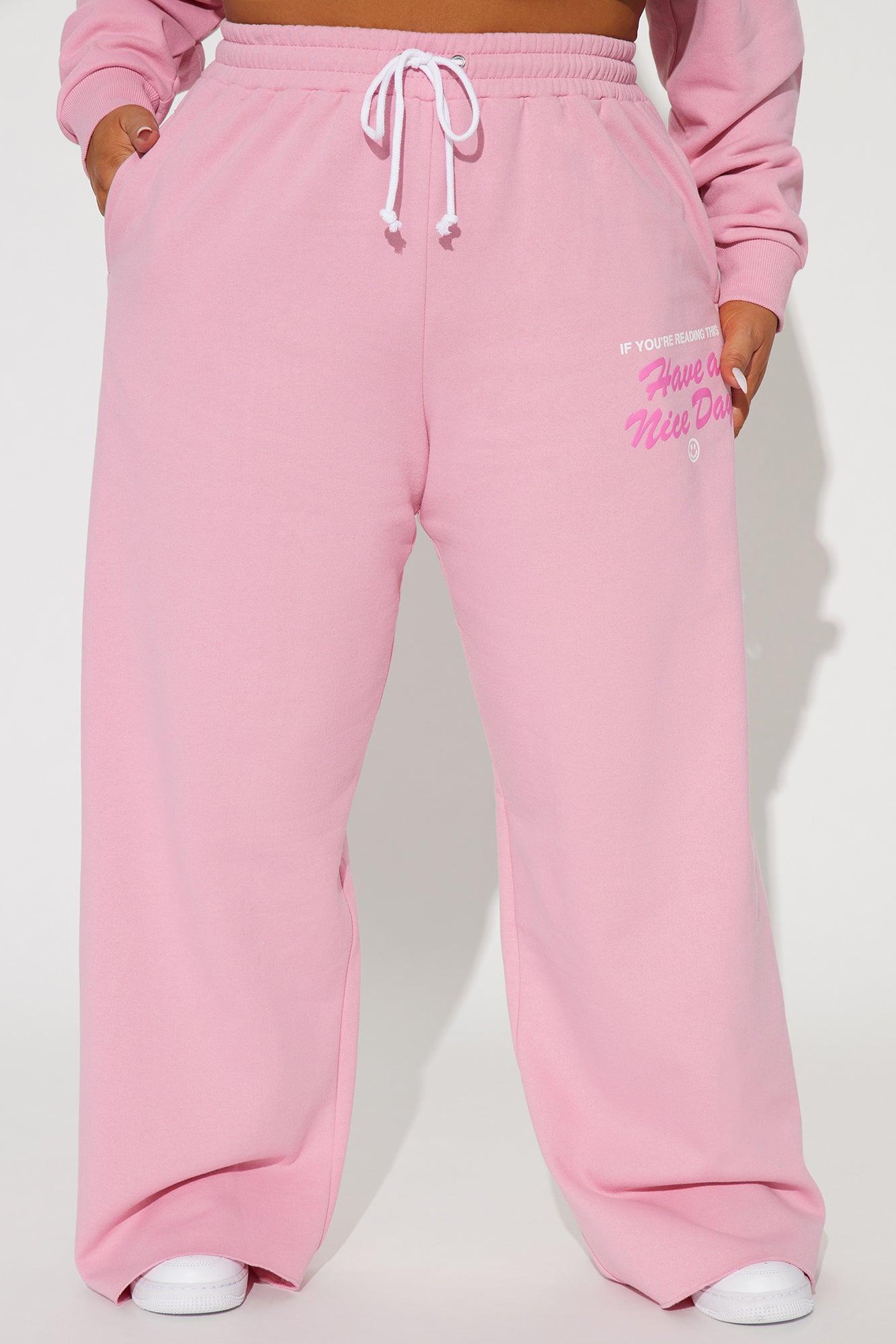 Have A Nice Day Wide Leg Sweatpants - Pink Product Image