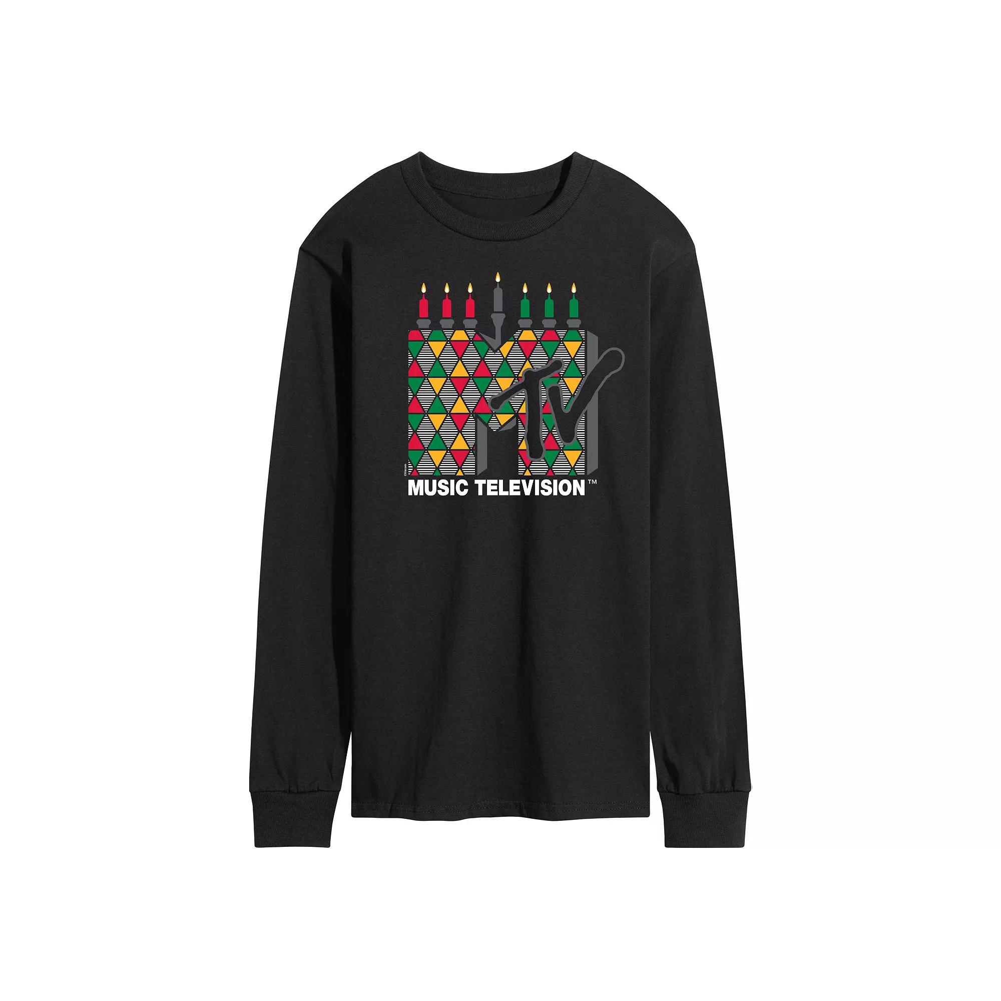 Men's MTV Kwanzaa Logo Long Sleeve Graphic Tee,  Product Image