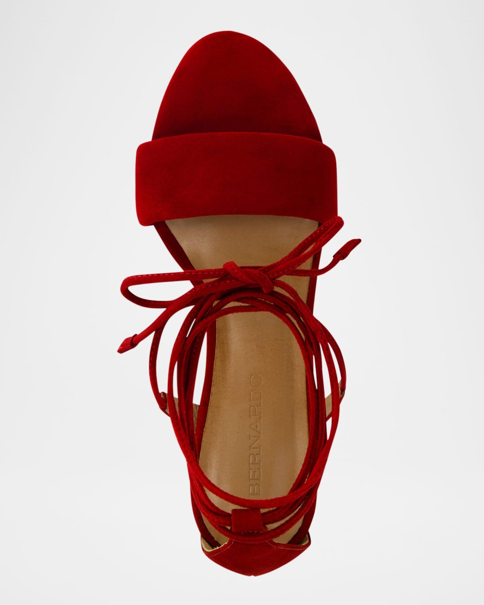 Suede Ankle-Wrap Block Sandals Product Image