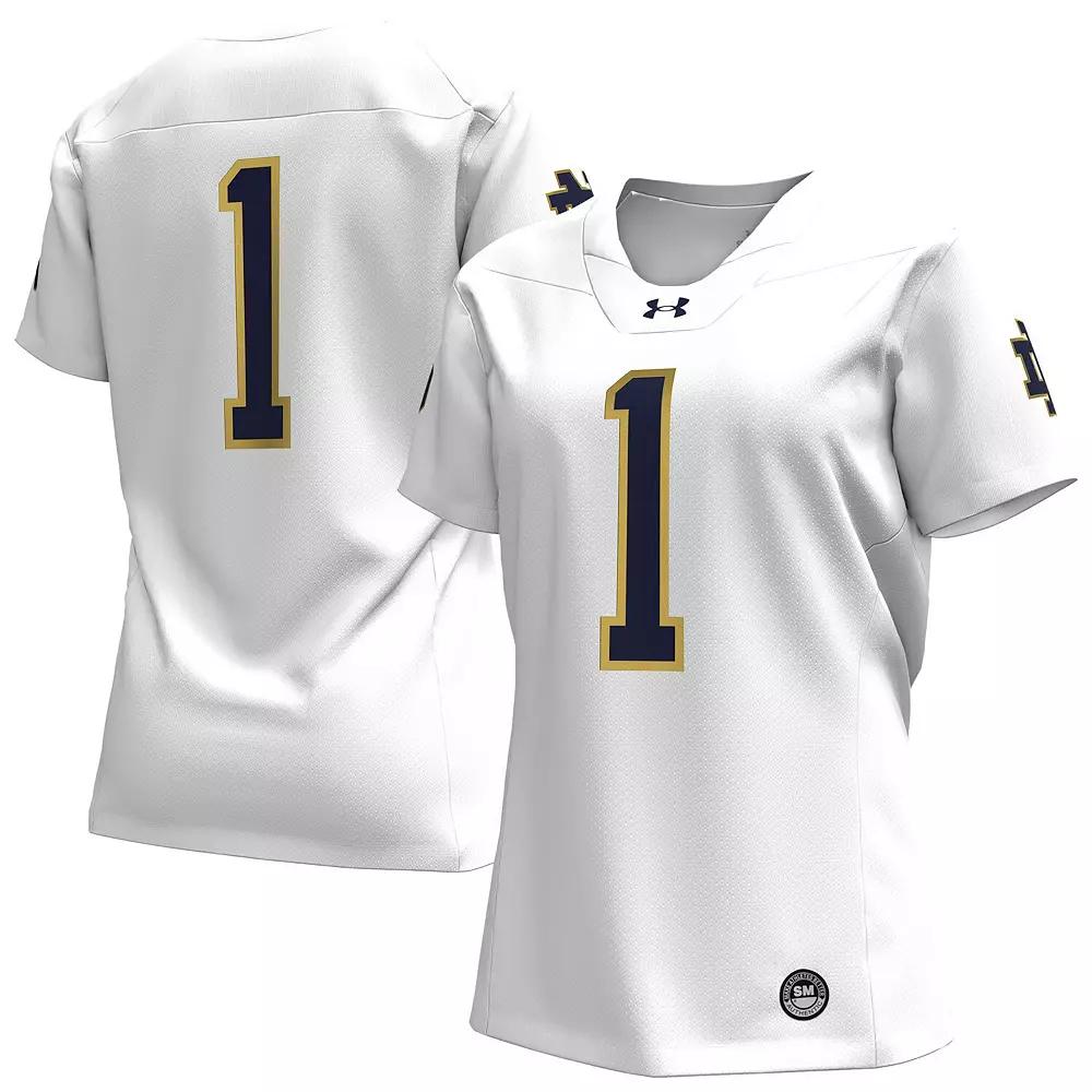 Women's Under Armour #1 White Notre Dame Fighting Irish Replica Football Jersey, Size: XL Product Image