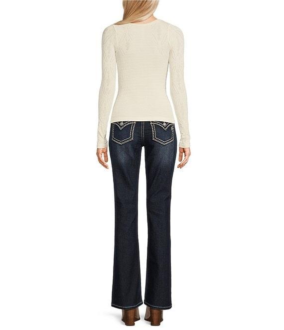 Miss Me Heavy Stitch Flap Pocket Curvy Fit Bootcut Jeans Product Image