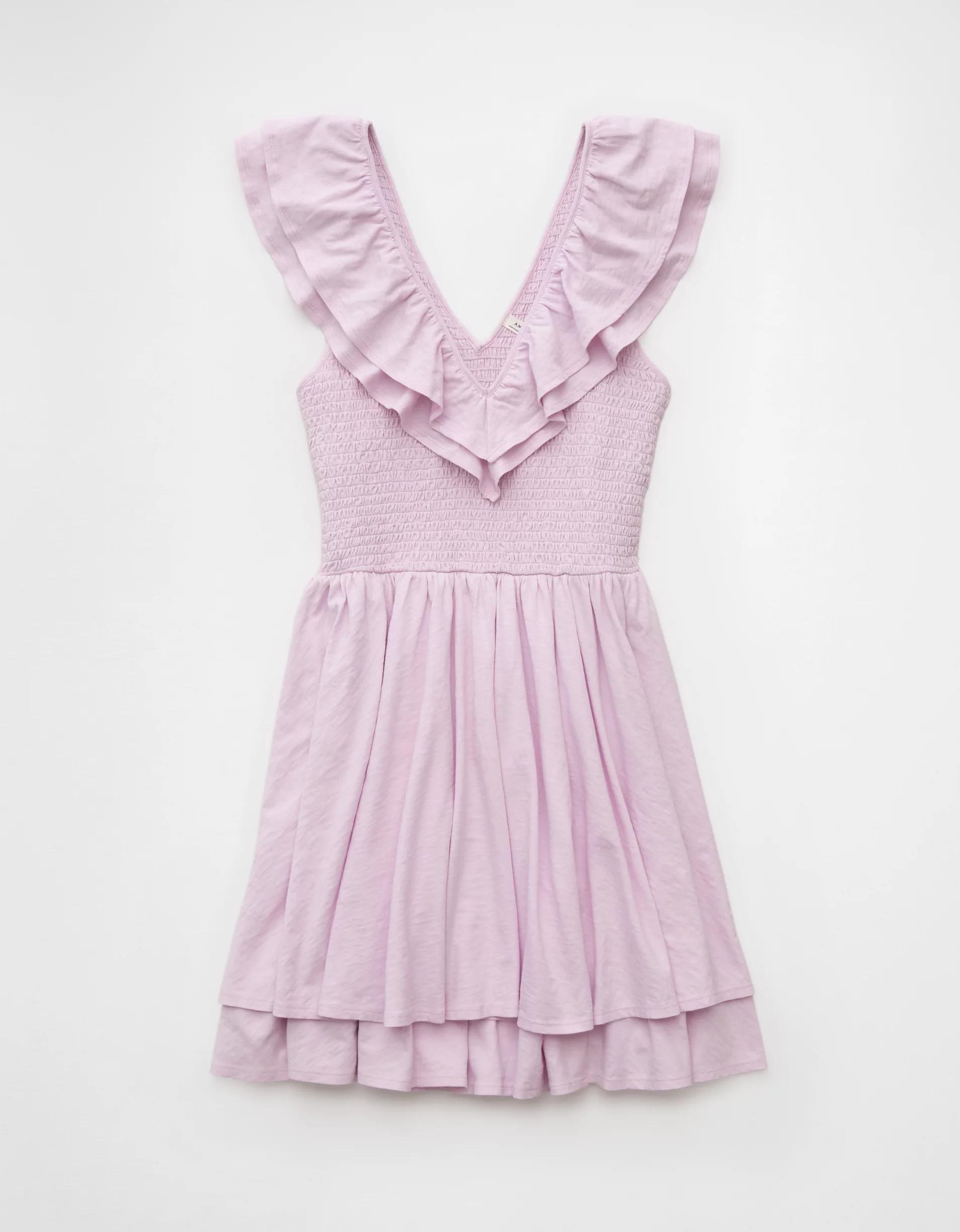 AE Sunchaser Knit Ruffle Mini Dress Product Image