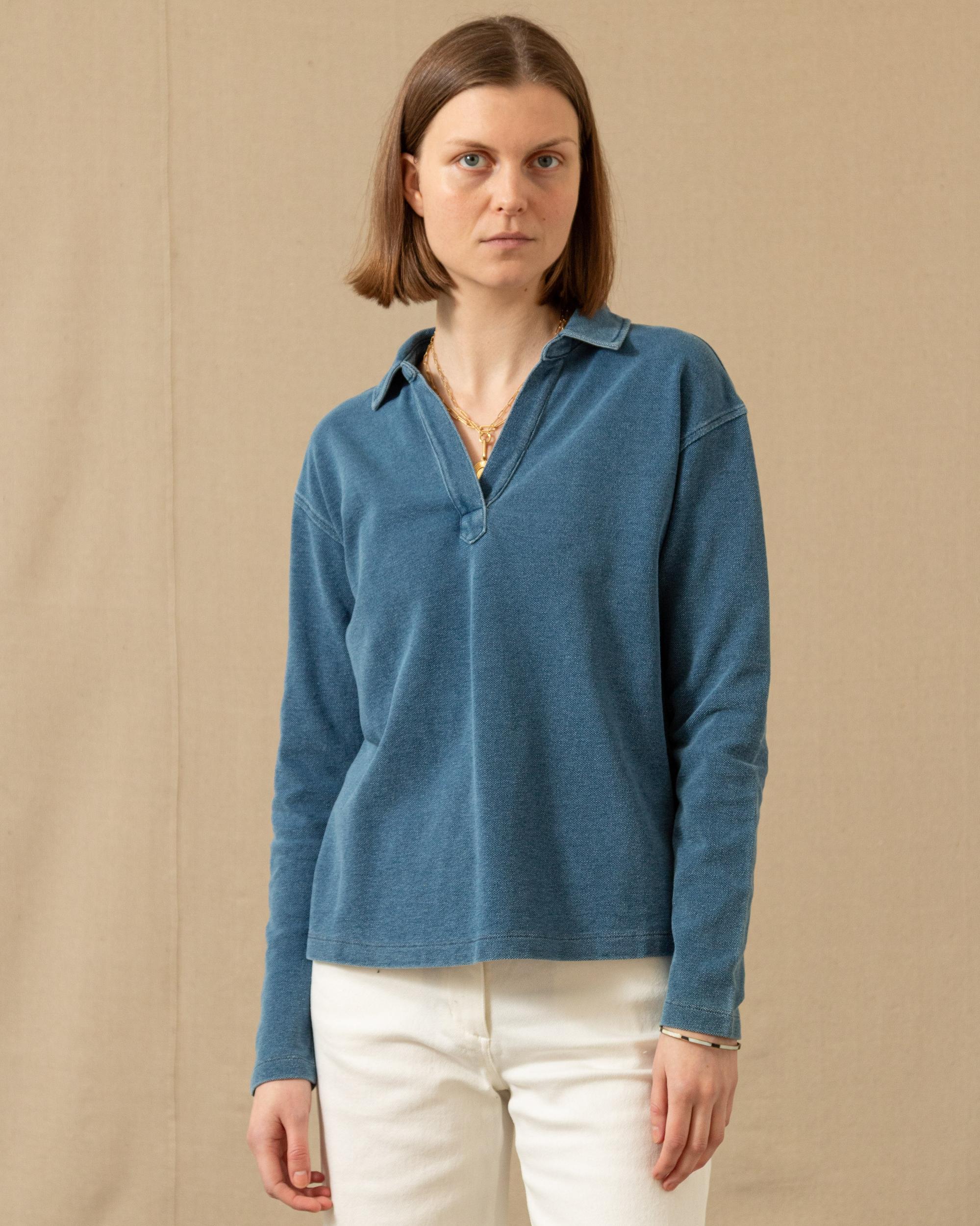 Indigo Inlet Pullover in Heavyweight Pique Product Image