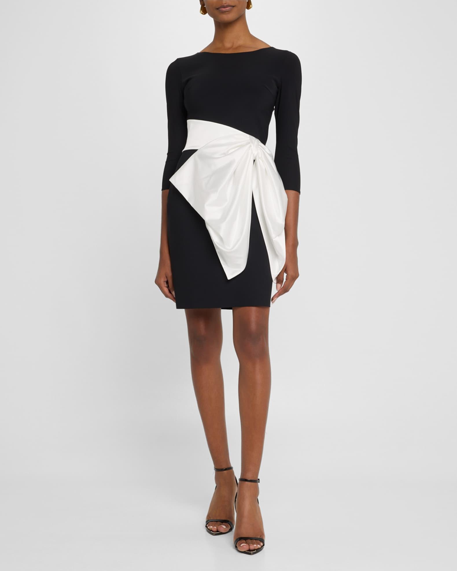 Boat-Neck Bow Mini Dress Product Image