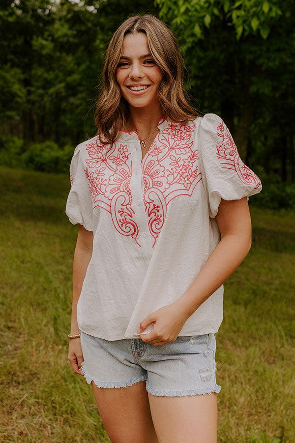 Myrtle Beach Brunch Embroidered Top in Pink Product Image