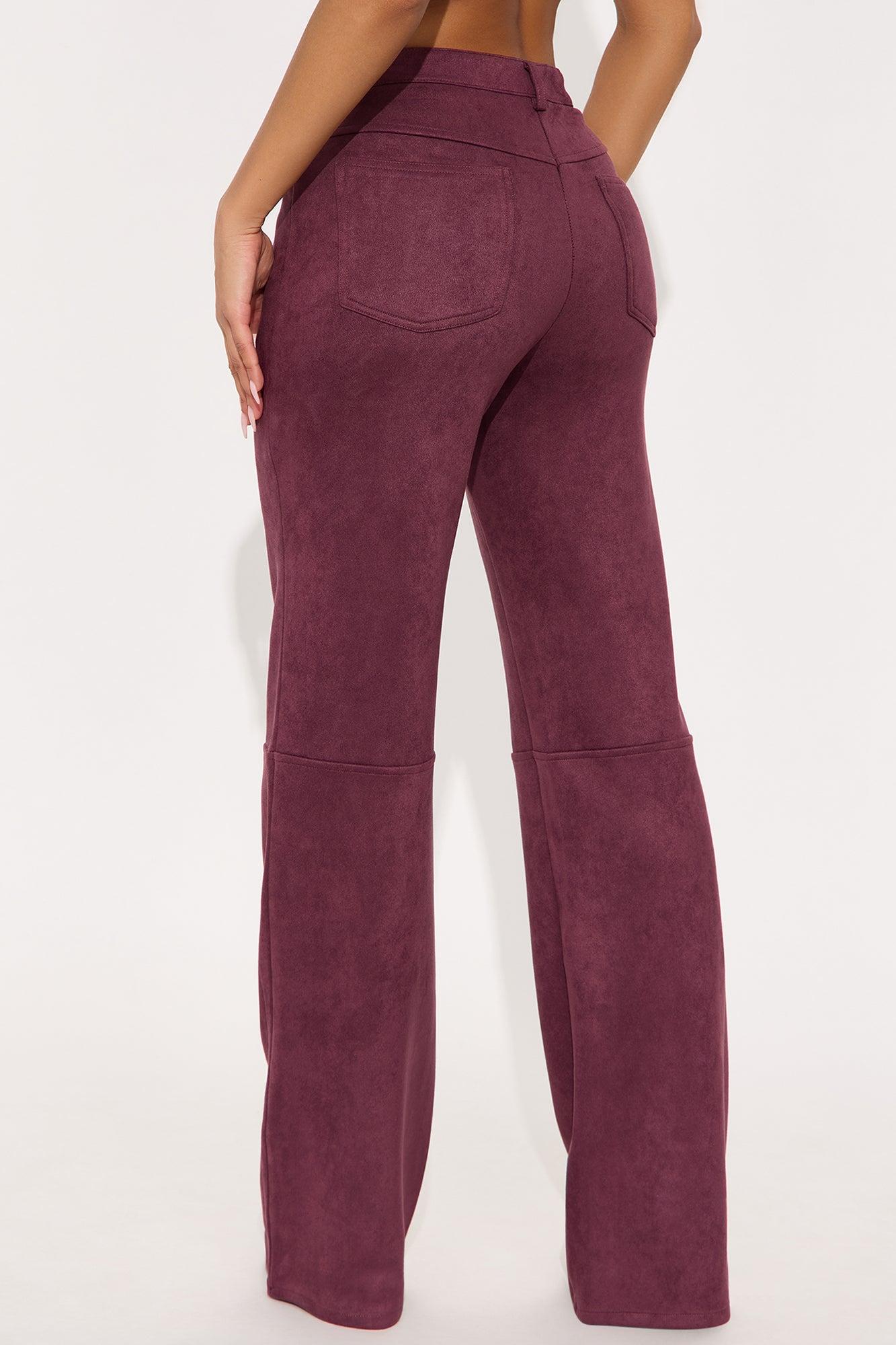 Gianna Faux Suede Wide Leg Pant - Wine Female Product Image