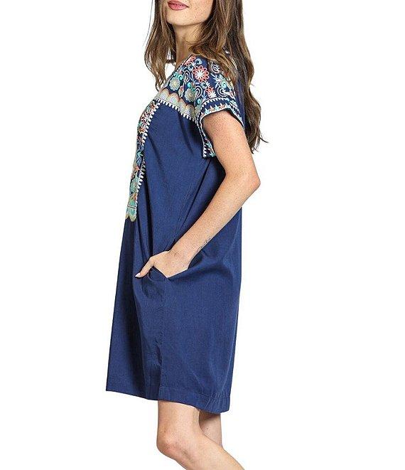 APNY Boho V-Neck Short Sleeve Shift Dress Product Image