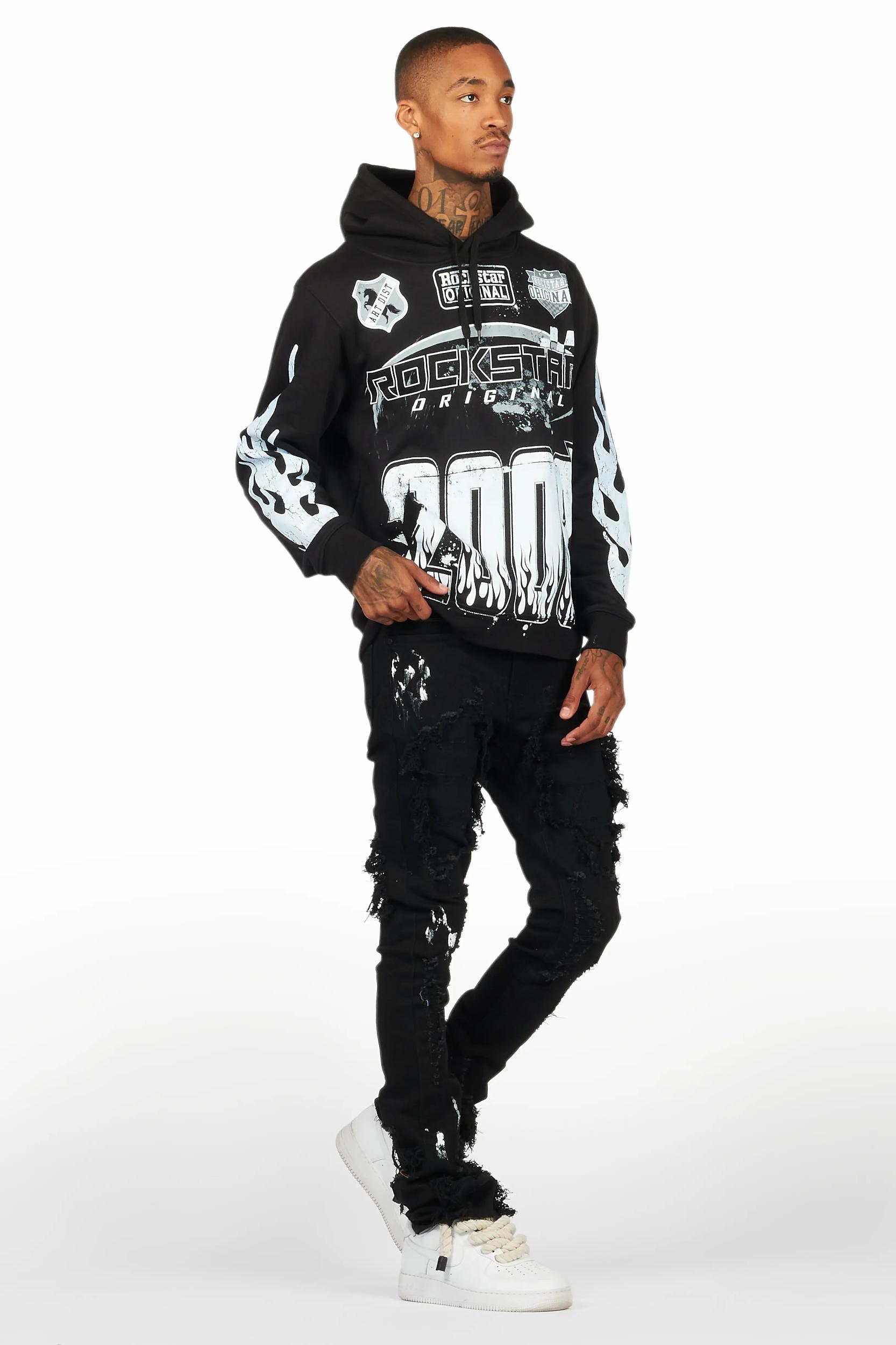 Amos Black Hoodie/Stacked Jean Bundle Male Product Image