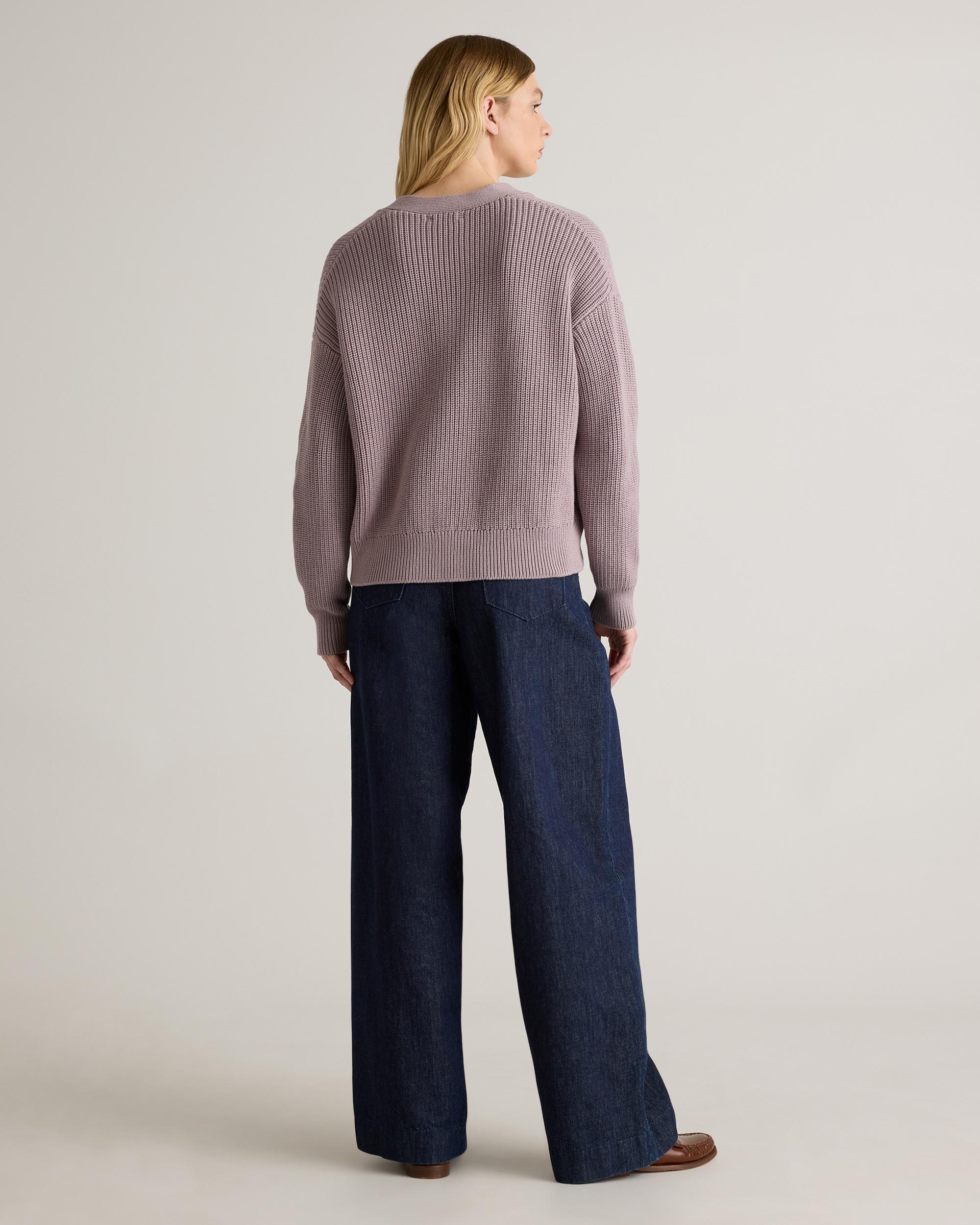 Quince | Women's Fisherman Boxy Cropped Cardigan Sweater Size XS, Organic Cotton Product Image