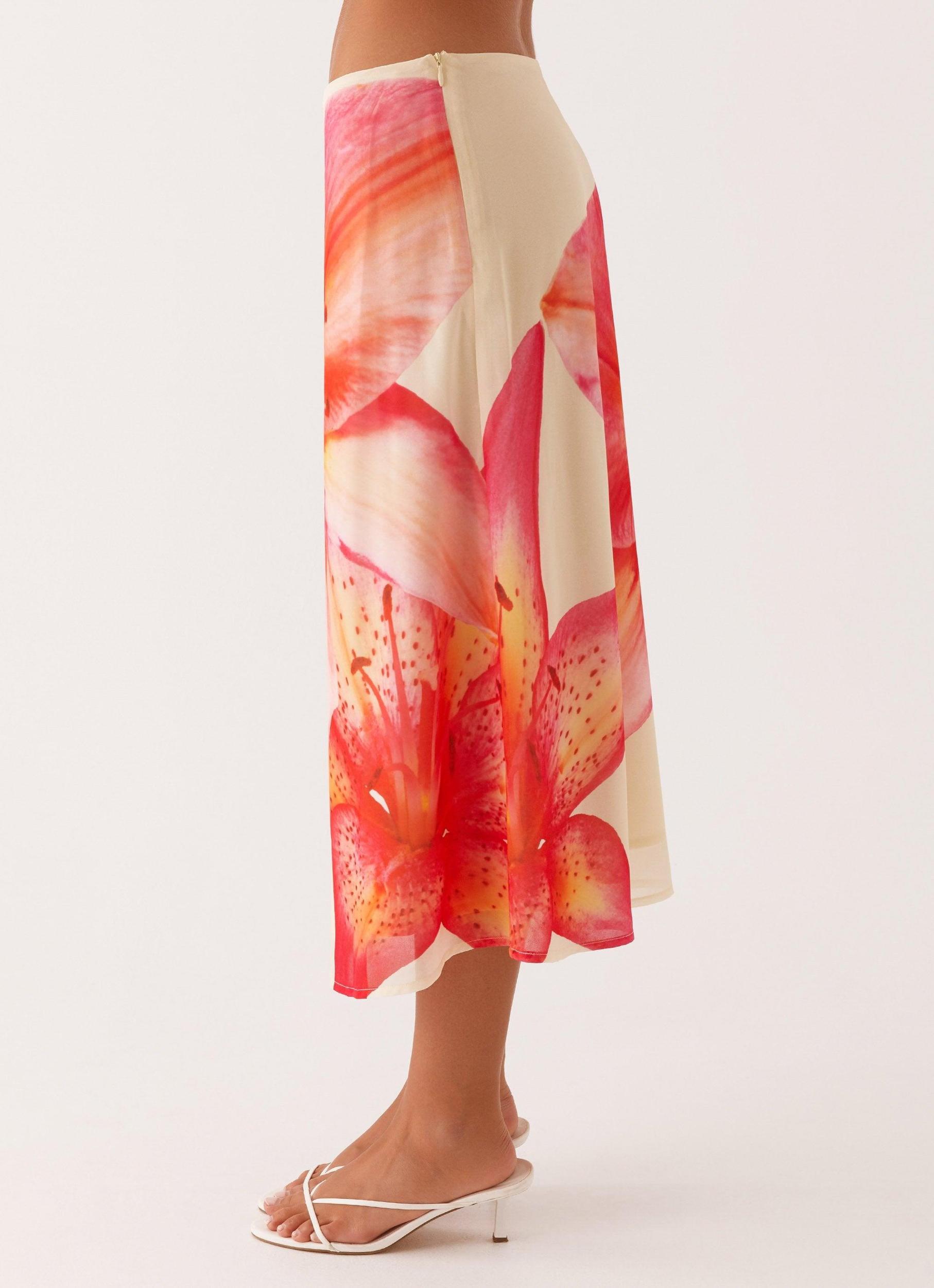 Summertime Midi Skirt - Yellow Floral Product Image