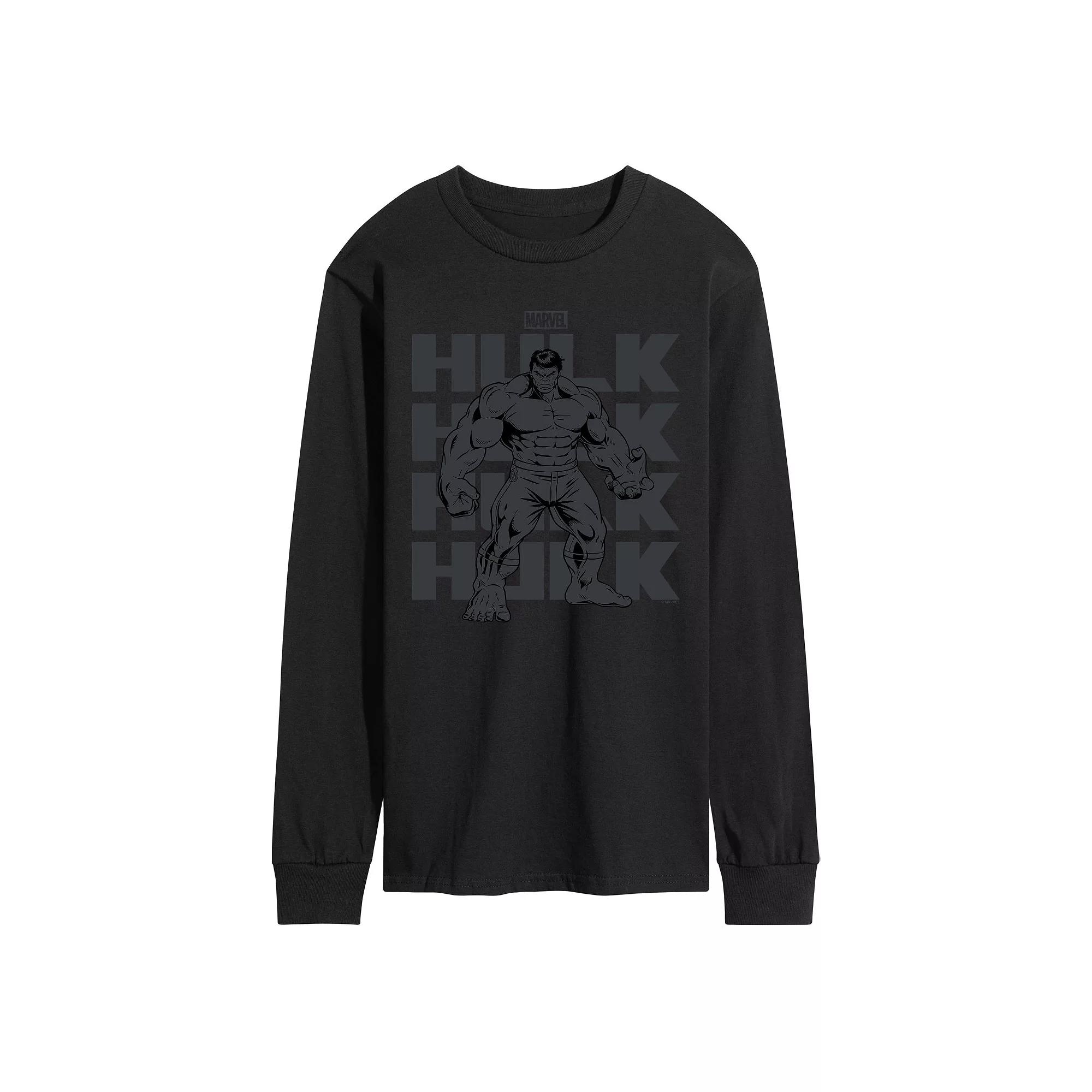 Men's Marvel Hulk Monochrome Long Sleeve Graphic Tee,  Product Image